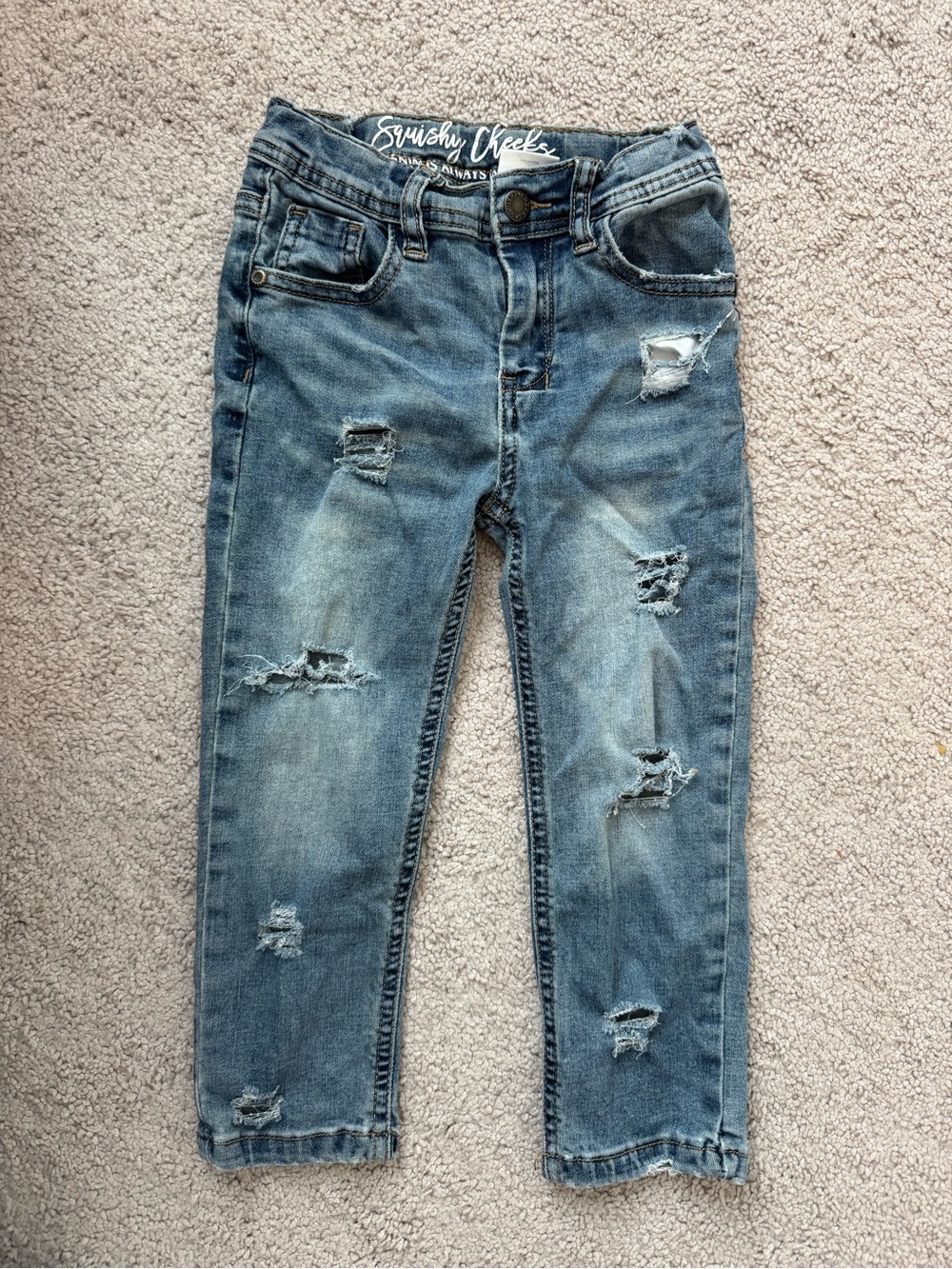Kids Distressed Blue Jeans